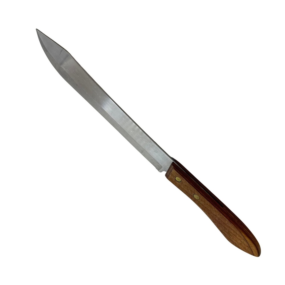 Vintage‎ Ekco Stainless Steel Carving Knife Wood Handle USA Made Bread Utility